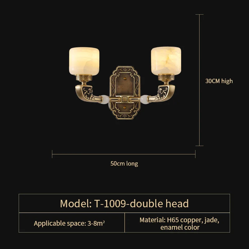 Luxury Chinese Style Copper Jade Living Room Chandelier