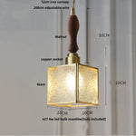 Walnut Wood LED Pendant Lamp with Cyan Glass Shade