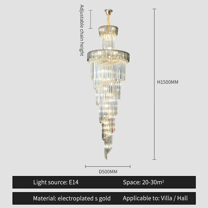 Crystal Chandelier: Elegant Villa Living Room Lighting