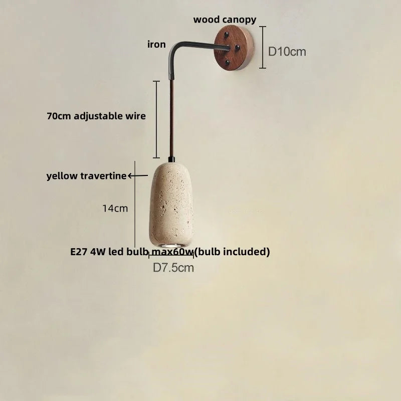 LED Travertine Stone Wall Lamp - Modern Nordic Stair Light