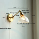 Afralia™ Brass Swing Arm LED Wall Light Fixture with Rotatable Arms & Pull Chain Switch