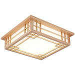 Solid Wood Ceiling Chandelier Light for Home Decor, LED Square Lamp for Living Room