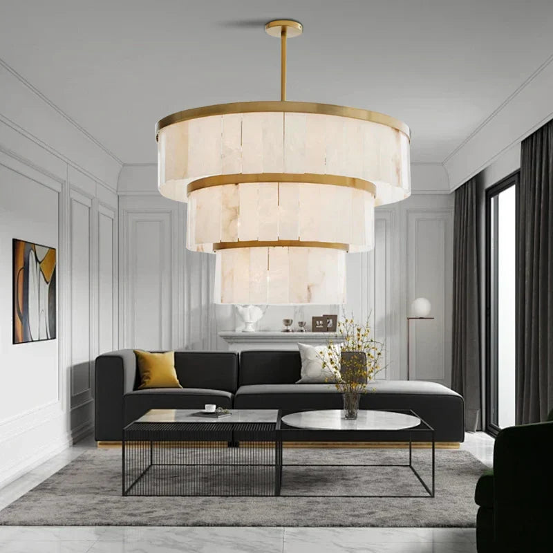 Luxury Marble Ceiling Pendant Light: Elegant LED Dimmable Fixture for Living Room