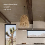 Handwoven Rattan LED Chandelier Pendant Light Fixture for Dining Room & Bar