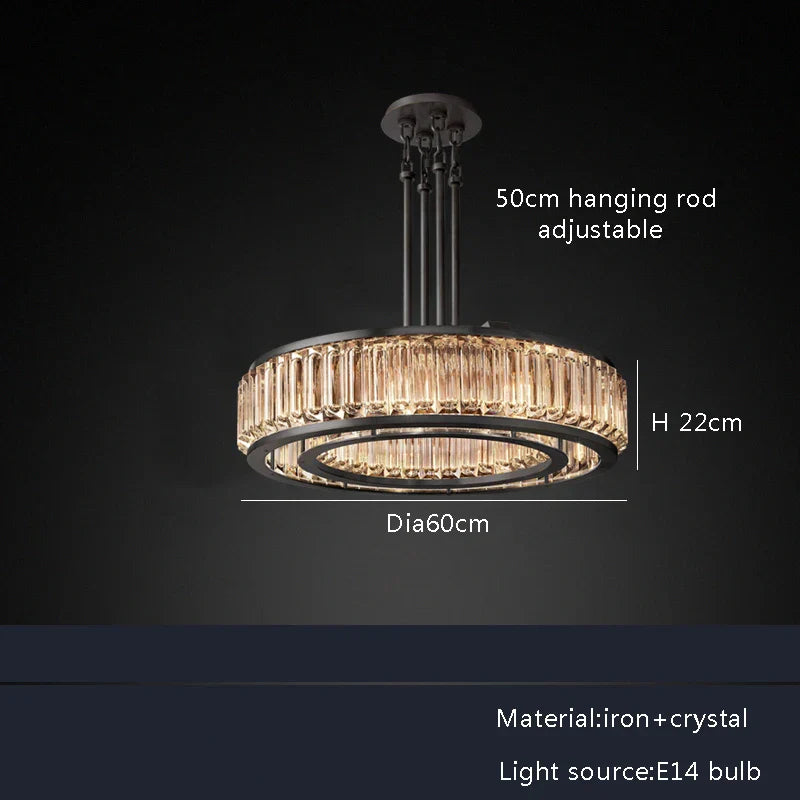 Gold Crystal Ceiling Chandelier LED Light Fixture for Luxury Home Decor