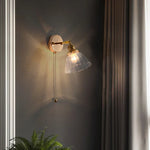 Rotatable LED Wall Sconce Clear Glass Reading Lamp with Pull Chain Switch