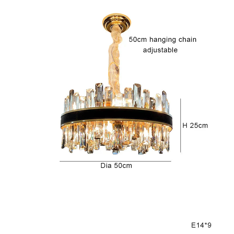 Classic Gray Crystal Chandeliers with LED Lighting for Dining Table