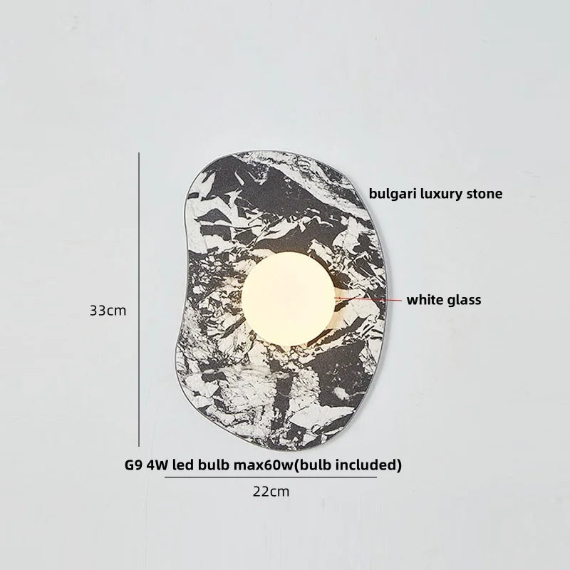 Green Marble Stone LED Wall Sconce Lighting for Bedroom and Hallway