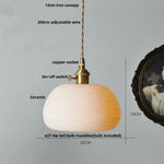Wire Adjustable LED Pendant Light - Brass Knob Switch E27 Nordic Modern Ceramic Hang Lamp