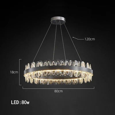 Luxury LED Chandelier Black Crystal Modern Suspension Island Dining Lamp