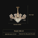 Duplex European Crystal Chandelier for Staircase with Hollow Design