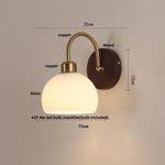 Afralia™ LED Wall Light Glass Fixture Pull Chain Switch Wood Bedside Sconce