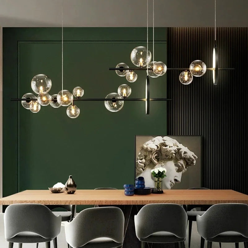 Glass Ball LED Chandelier: Modern Nordic Style for Living, Dining, Kitchen, Study