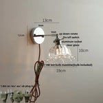 Afralia™ Iron Rotate LED Wall Light Modern Pull Chain Switch Clear Glass Wandlamp