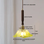 Walnut Glass Pendant Lamp: Nordic LED Hanging Light Fixture for Dining Room, Bedroom, Bar