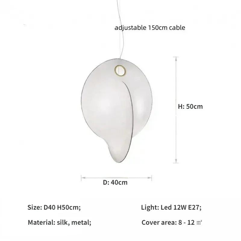 Nordic Silk Chandelier Pendant Lights for Foyer Bedroom Bar, LED Droplight Fixtures