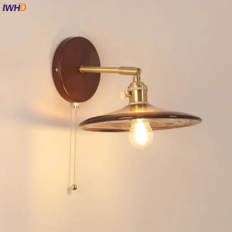 Modern LED Wall Sconce Copper Glass Stair Light Fixture