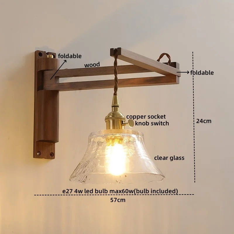 Wood Copper LED Wall Lamps Modern Bathroom Mirror Light Fixtures