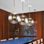 Modern Clear Glass Globe LED Pendant Light - Micky Copper Hanging Lamp