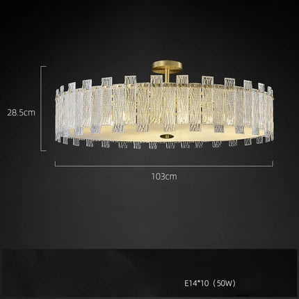 Art Deco Golden Copper Glass Chandelier LED Lighting Fixture