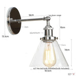 Vintage Industrial LED Wall Sconce Clear Glass Bathroom Lamp