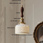 Walnut Wood LED Pendant Lights Modern Ceramic Switch Hanging Lamp