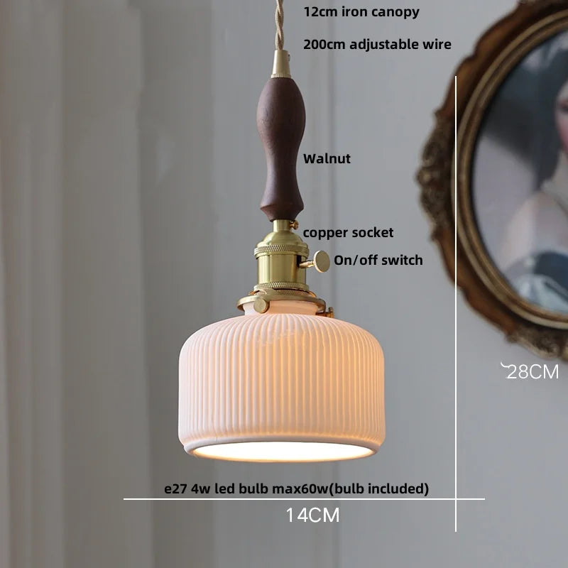 Wood Ash LED Pendant Light - Adjustable Nordic Modern Hanging Lamp