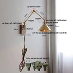 Walnut Copper Swing Arm LED Wall Light Fixture for Nodic Home Decor