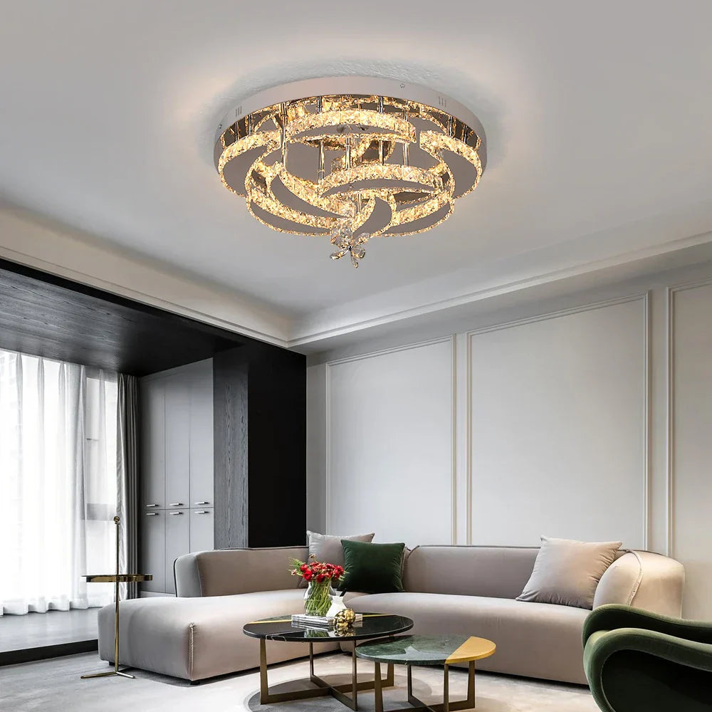 Luxury Crystal LED Chandelier Ceiling Lamp for Living Dining Room