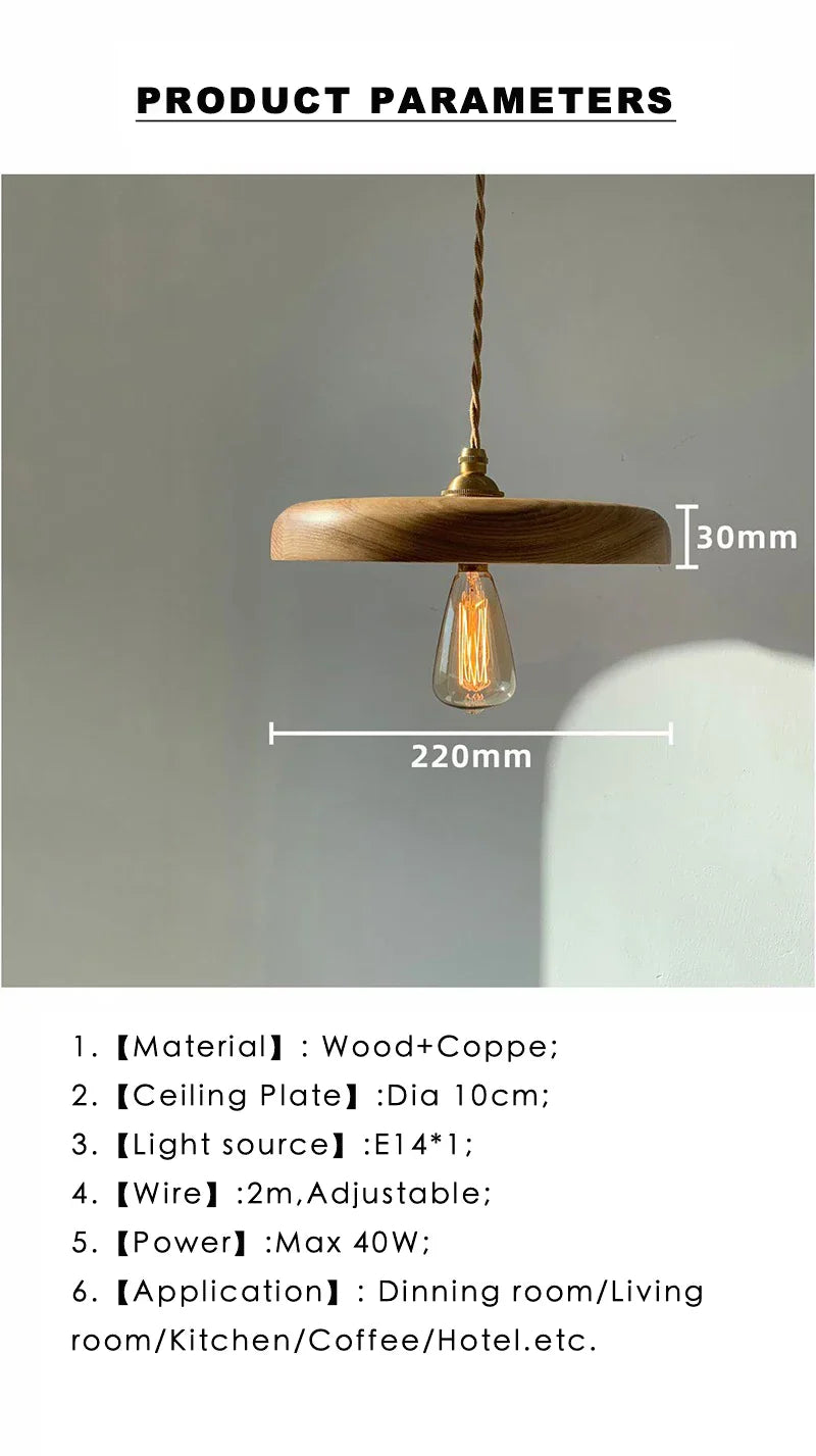 Wood Pendant Lights, Creative Art Hanging Lamps for Restaurant, Bar, Bedside