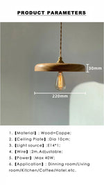 Wood Pendant Lights, Creative Art Hanging Lamps for Restaurant, Bar, Bedside