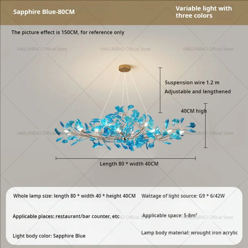 Gingko Leaf Chandelier: Modern Luxury Art Decor for Home, Restaurant & Bar