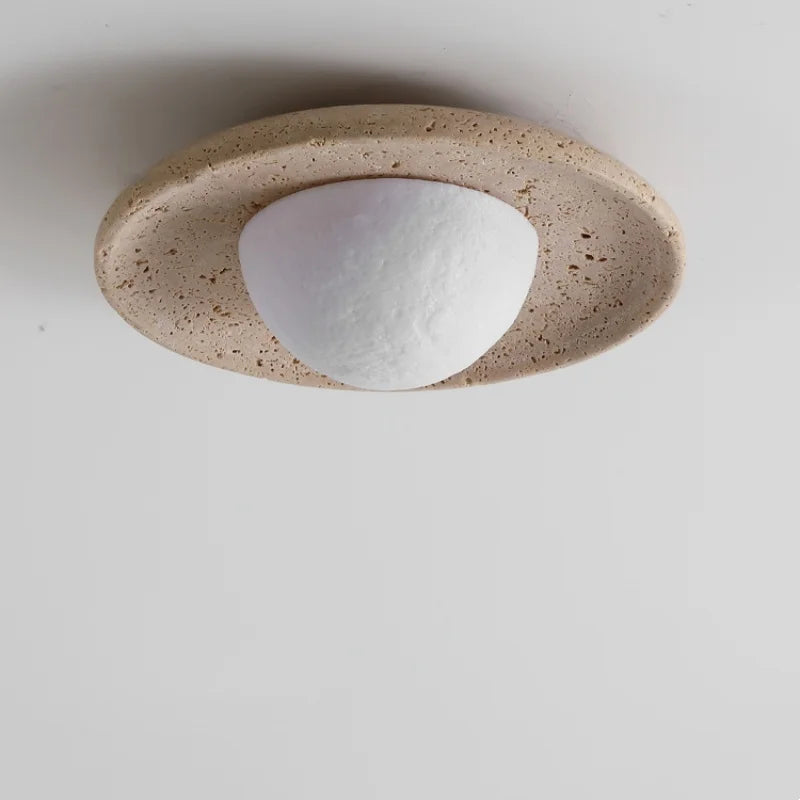 Yellow Travertine LED Ceiling Lamp, Modern Nordic 3D Print Light Fixtures