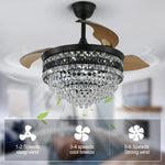 Smart Ceiling Fan with Pendant Lighting, 3-head LED Fandelier Lamp.