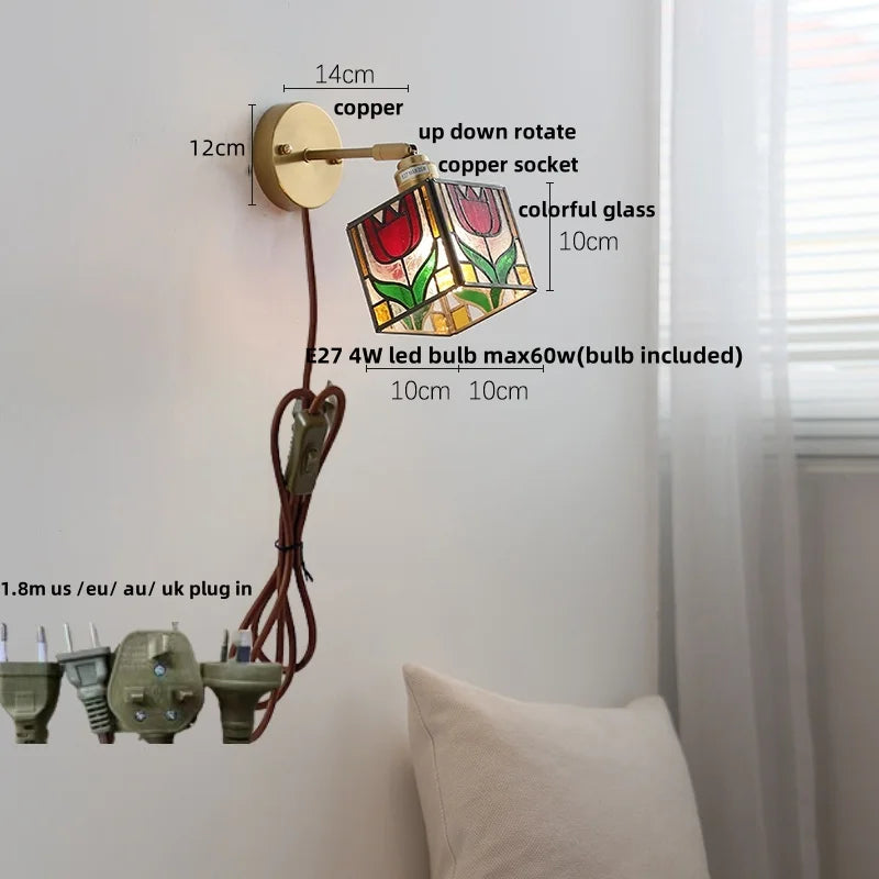 Butterfly Glass Wall Light: Up Down Rotate LED Fixture for Bedroom Living Room