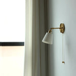 Ceramic LED Wall Sconce with Pull Chain for Bedroom, Living Room, or Bathroom