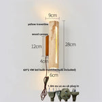 LED Wall Sconce Modern Nordic Wood Canopy Terrazzo Bathroom Mirror Light