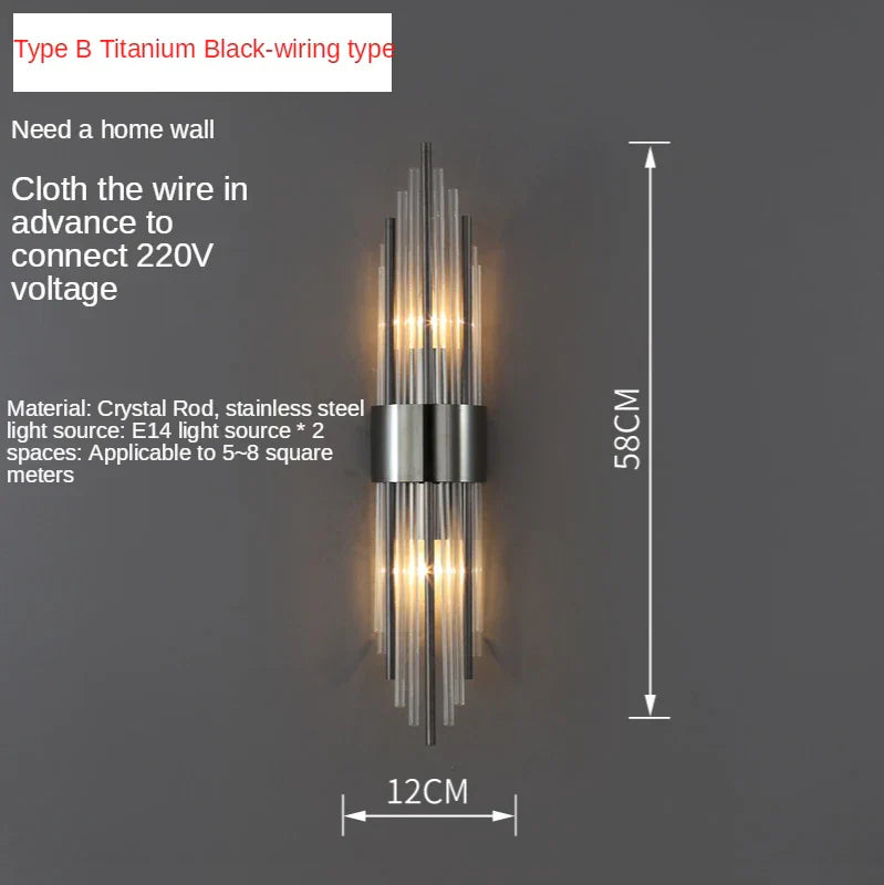Crystal Copper Wall Lights: Postmodern Luxe Bedroom & Living Room Lighting