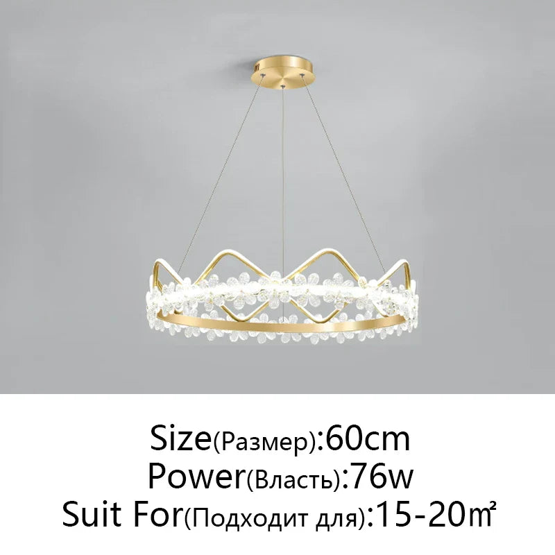 Crystal Flower Ring Chandelier for Modern Living and Bedroom