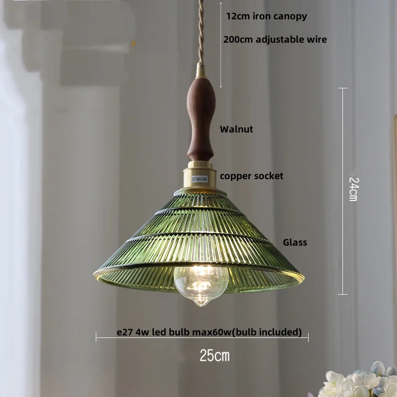 Orange Glass LED Pendant Lights with Knob Switch, Nordic Design