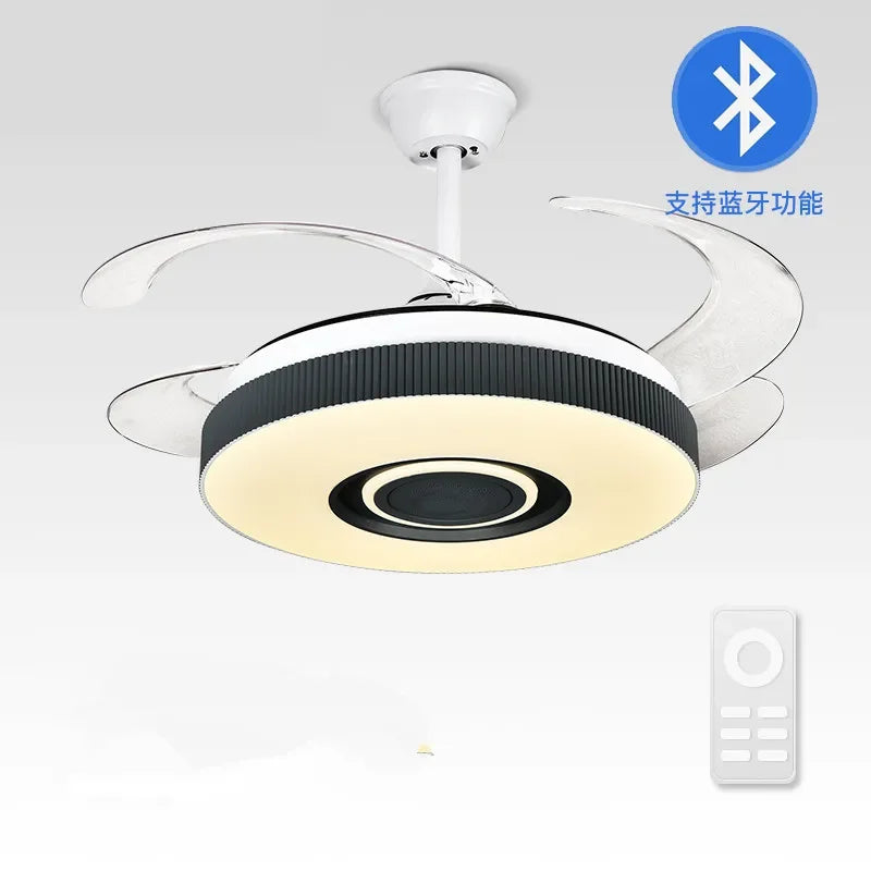Afralia Retractable Ceiling Fan Chandelier with Remote Control and Invisible LED Lights