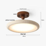 Yellow Travertine Stone LED Ceiling Lamp with Wood Canopy