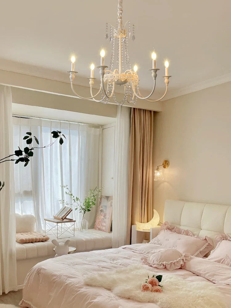 French Light Luxury Living Room Chandelier American Atmosphere Candle Lamp