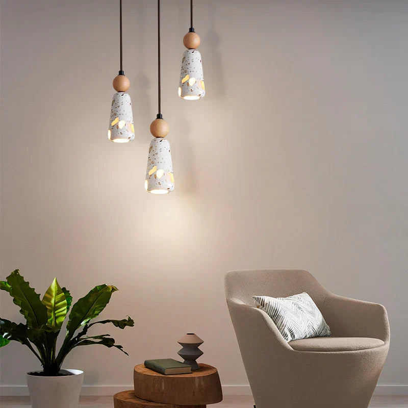 Stone Terrazzo LED Pendant Lights - Modern Nordic Adjustable Hanging Lamp