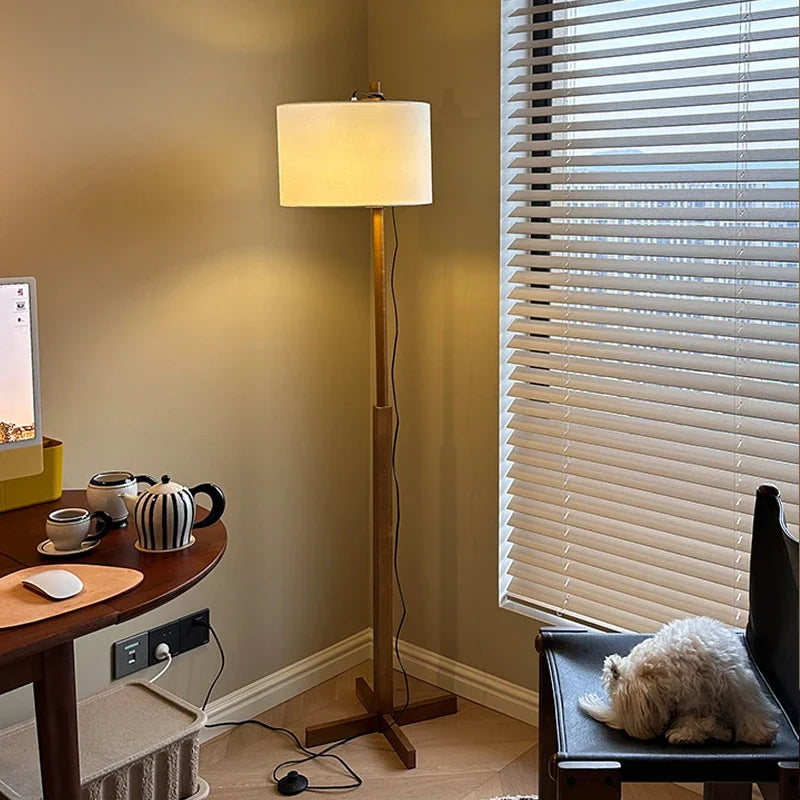 Solid Wood LED Floor Lamp for Home Decor and Living Room Lighting
