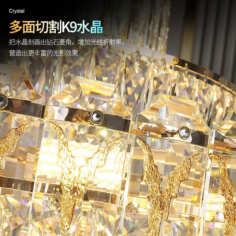 European Crystal Chandelier for Large Living Room, Villa Hollow Hall, Staircase Floor