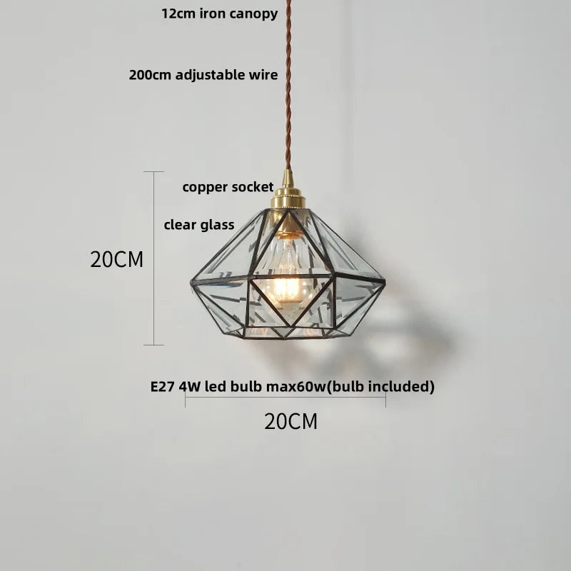 Glass LED Pendant Lamp: Handmade Japanese Style Adjustable Hanging Light Fixtures