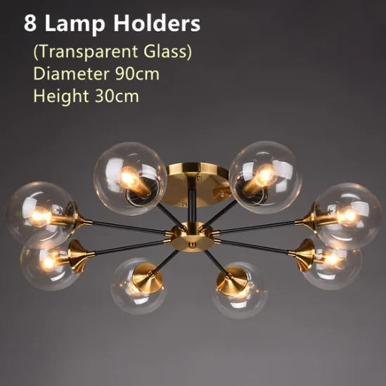 Glass Ball Chandeliers: Scandinavian LED Ceiling Lamps for Living Room & Bedroom