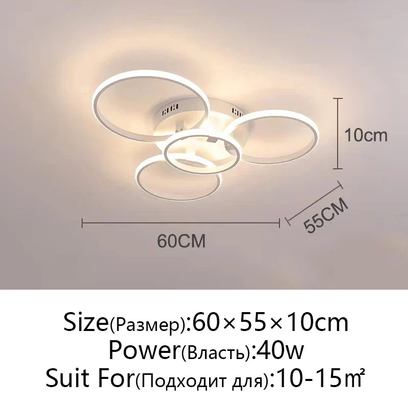 Modern LED Ceiling Chandelier in Gold & Black for Living Room, Bedroom, Study - Dimmable Indoor Lighting