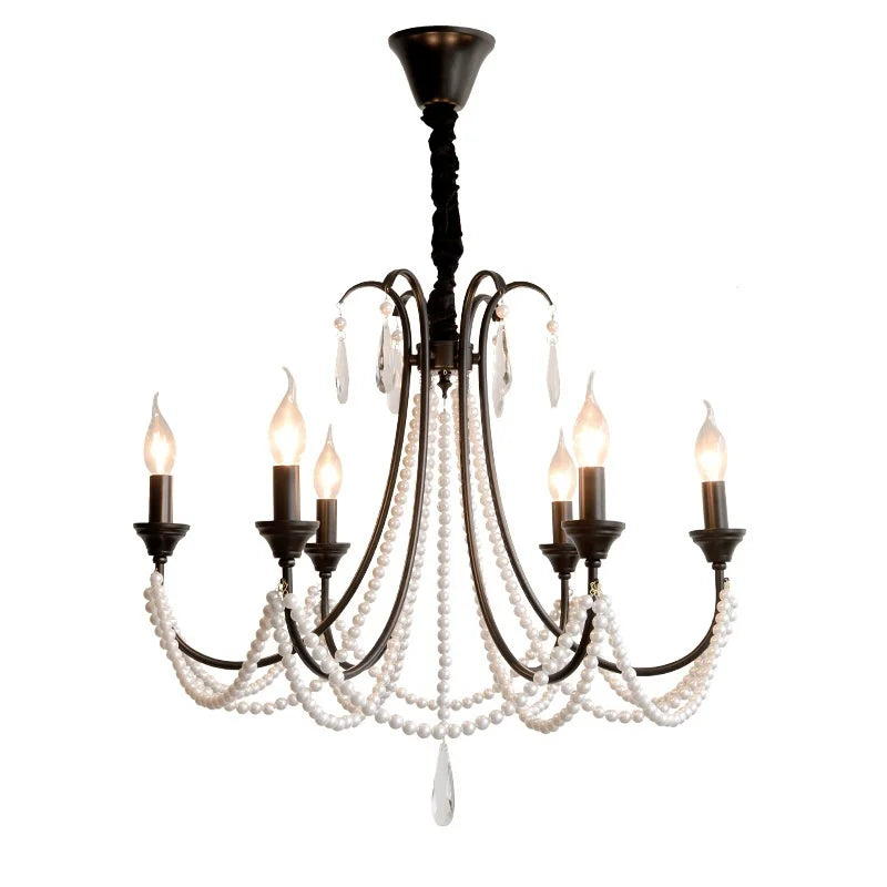 Black E14 Candle Chandelier: French Living Room Pendant Lighting for Home Decor